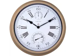 Buitenweerstationklok - Ø40 - 5 cm - metaal - bruine "hyacint"