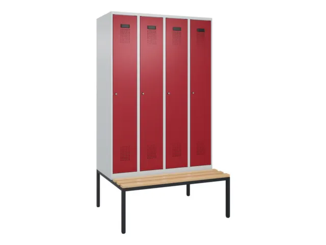 locker met bank,voor scheiding van kleding,HxBxD 2120x1200x815mm,4vak