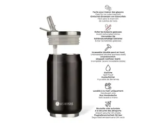 Thermosbeker Les Artistes Paris blik 280ml Zwart Met Rietje - 3