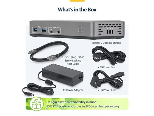 StarTech USB-C Docking Station 2x DP HDMI 4K60 100W PD