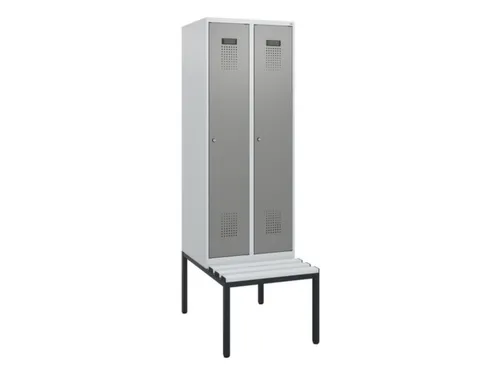 locker met bank,HxBxD 1950x600x815mm,2vak,vak B 300mm,cilinderslot