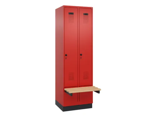 locker met bank,HxBxD 1950x600x815mm,2vak,vak B 300mm,draaigrendel