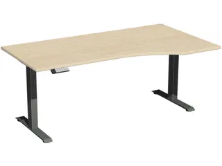 In hoogte verstelbaar bureau in vrije vorm,HxBxD 730-1230x1800x1000mm - 1
