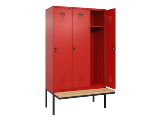 locker met bank,HxBxD 2120x1200x815mm,3vak,vak B 400mm,draaigrendel - 2