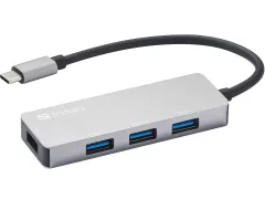 USB-C Hub 1xUSB 3.0 3x2.0 Saver 336-32 zilver