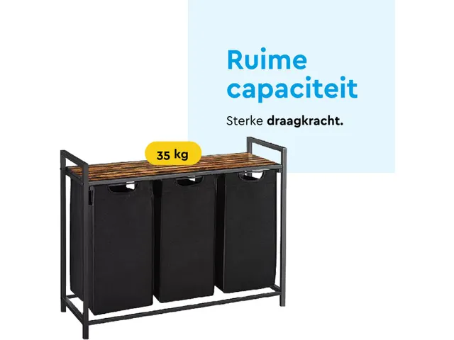 Wasmand 3 vakken Zwart LB300