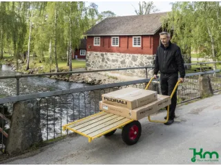 handtrekwagen,draagverm. 400kg,laadvl. LxB 1650x615mm,houtplaat,geel - 4