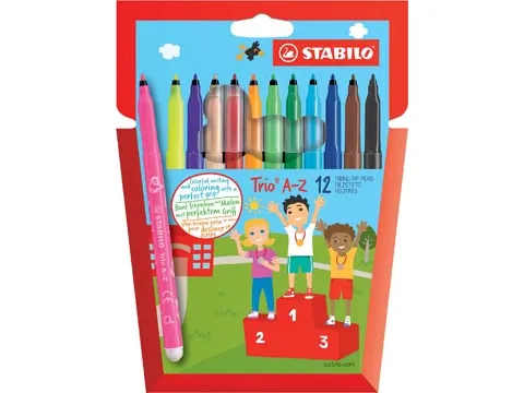 Trio A-Z viltstift 12 stuks geassorteerd
