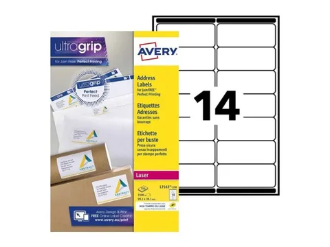 Adresetiket Avery QuickPeel L7163-250 99.1x38.1mm Wit 3500 Stuks