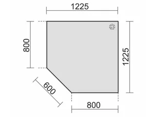 koppelelement voor bureau,90 °,BxD 1225x1225mm,v. 4voeten,blad grafie - 1