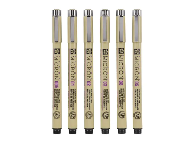Fineliner Sakura pigma micron set 6stuks zwart