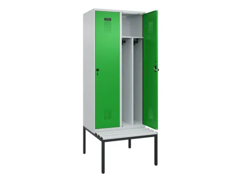 locker met bank,voor scheiding van kleding,HxBxD 2120x800x815mm,2vak