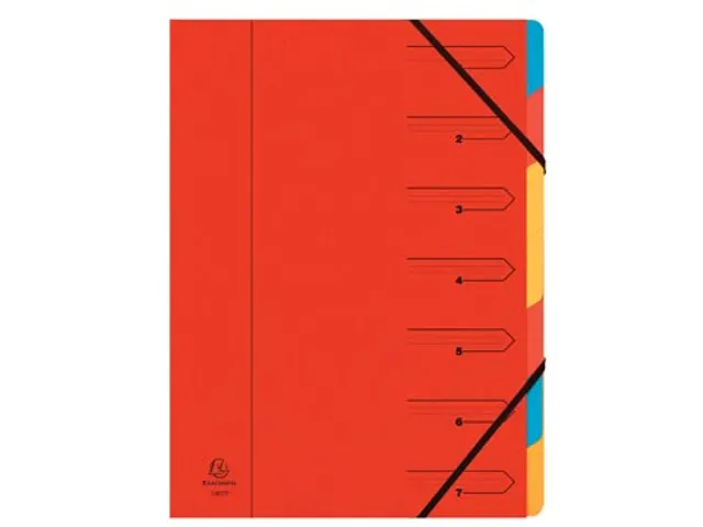 Sorteermap A4 7 vaks rood karton