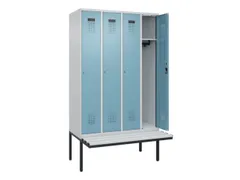 locker met bank,HxBxD 2120x1200x815mm,4vak,vak B 300mm,cilinderslot