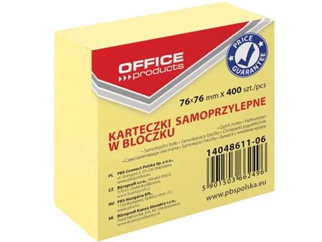 Memoblok 76x76mm 400 Vel Geel