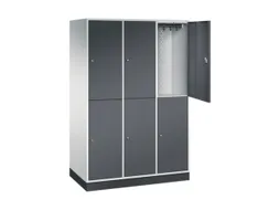 Dubbeldekse garderobekast,HxBxD 1950x1220x600mm,3x2vak.,vak B 360mm