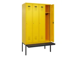 locker met bank,HxBxD 2120x1200x815mm,4vak,vak B 300mm,cilinderslot