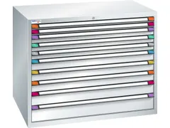 ladekast HxBxD 1000x1205x695mm 10laden RAL7035 front RAL7035