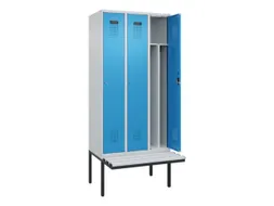 locker met bank,voor scheiding van kleding,HxBxD 2120x900x815mm,3vak