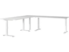 hoekbureau,in h. verstelb.,HxBxD 710-910x2400x2200mm,blad wit
