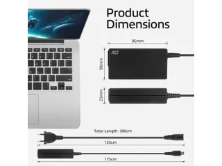 USB-C laptoplader met Power Delivery profielen 65W 3m - 8