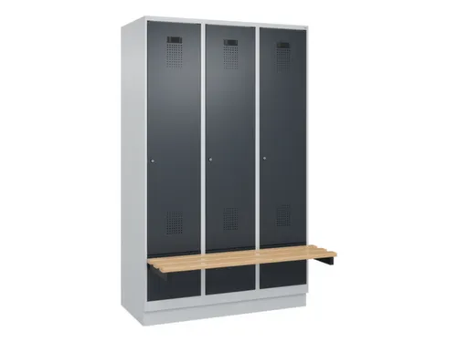 locker met bank,HxBxD 1950x1200x815mm,3vak,vak B 400mm,cilinderslot
