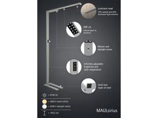 Vloerlamp LED MAULsirius colour Zilver vario sensor dimbaar voet - 11
