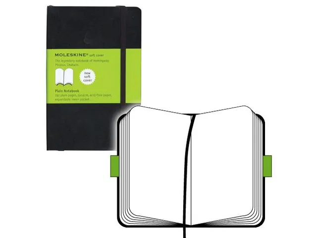 Notitieboek Moleskine pocket 90x140mm blanco soft cover zwart