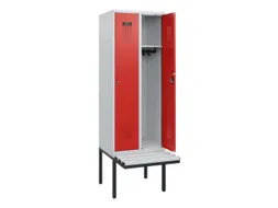 locker met bank,HxBxD 1950x600x815mm,2vak,vak B 300mm,cilinderslot