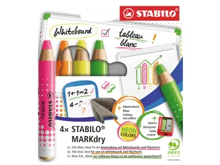 Whiteboardpotlood STABILO MARKdry 4 stuks neon kleuren - 6