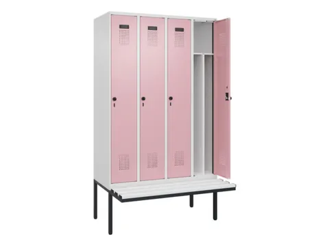 locker met bank,voor scheiding van kleding,HxBxD 2120x1200x815mm,4vak