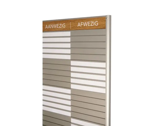 Menoor In-Uit bord 35 namen Aluminium Aanwezig/Afwezig Houtlook