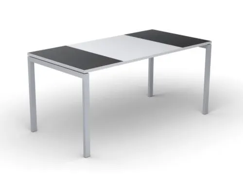 bureau HxBxD 750x1800x800mm blad zwart/wit rechthoekig 4-voeten wit