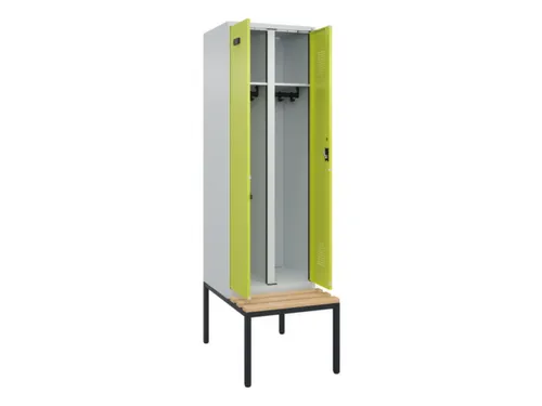locker met bank,voor scheiding van kleding,HxBxD 2120x600x815mm,2vak