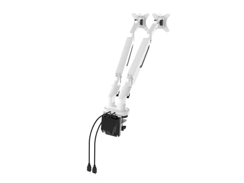 Dubbele Monitorarm Wit Incl. USB Poorten