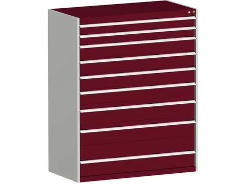 ladekast HxBxD 1600x1300x750mm 9laden RAL7035 front RAL3004