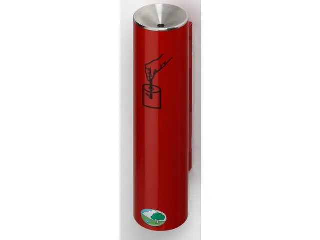 Cendrier mural 0,6L 300x70x100mm Acier Corps RAL3000 Rond