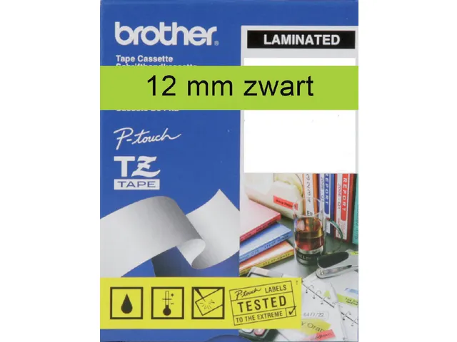 Ruban de lettrage Brother P-Touch TZe-731 standard 12mm noir sur vert