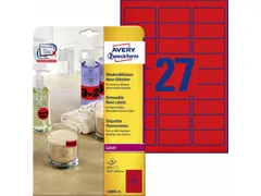 Gekleurde etiketten Avery Zweckform 63.5x29.6mm Neon Rood 675 Stuks