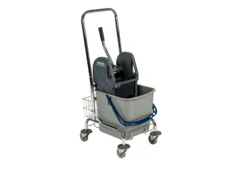 Dweilwagen,Emmer 1X27L Blauw,Mopwringer,Frame Metaal,4Zwenkwielen - 1