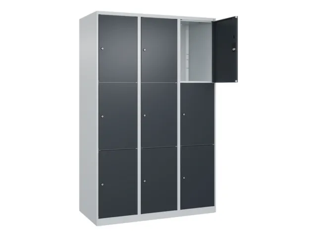 lockerkast,HxBxD 1850x1200x500mm,3x3vakken,vak B 400mm,cil.-slot