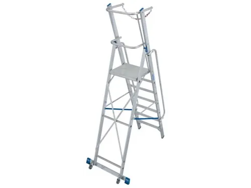 verrijdbare treden-platformladder eenzijdig 7treden stand H 1 65m