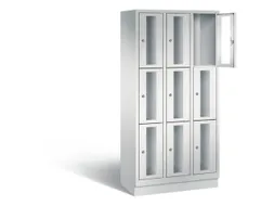 Lockerkast 1800x900x500mm 3x3 vakken Cilinderslot, Sokkel, RAL7035