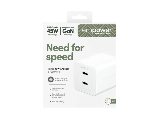 PanzerGlass empower by Turbo 45W Charger incl. 2 x USB-C | UK Pl