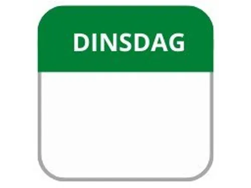 LabelLORD PL Dagetiket Dinsdag 25x25mm Groen Flushlabel 1000 stuks