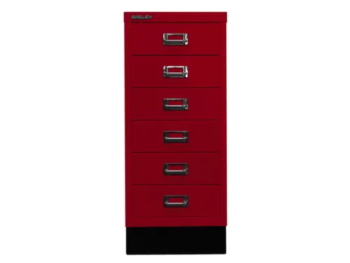 kantoor-ladekast HxBxD 670x279x380mm 6 laden romp kardinaalrood staal