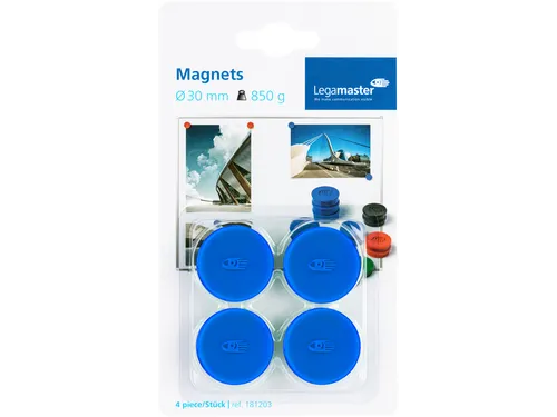 Magneet Legamaster 30mm 850gr blauw 4 stuks