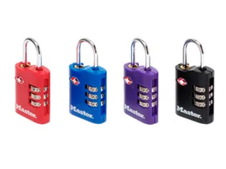 Hangslot Masterlock 3-cijfer combi TSA set van 2 sloten assorti in wil - 1