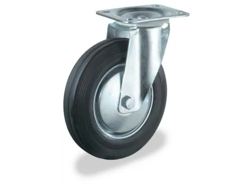 zwenkwiel,draagverm. 50kg,massief rubber-banden,ØxB 80x25mm,rollager