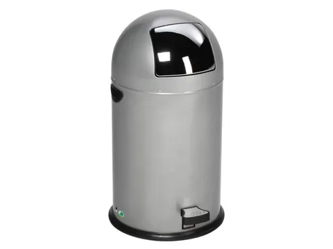 Push & Kick Afvalbak Staalplaat 33 Liter 690x375mm Met Pedaal Zilver